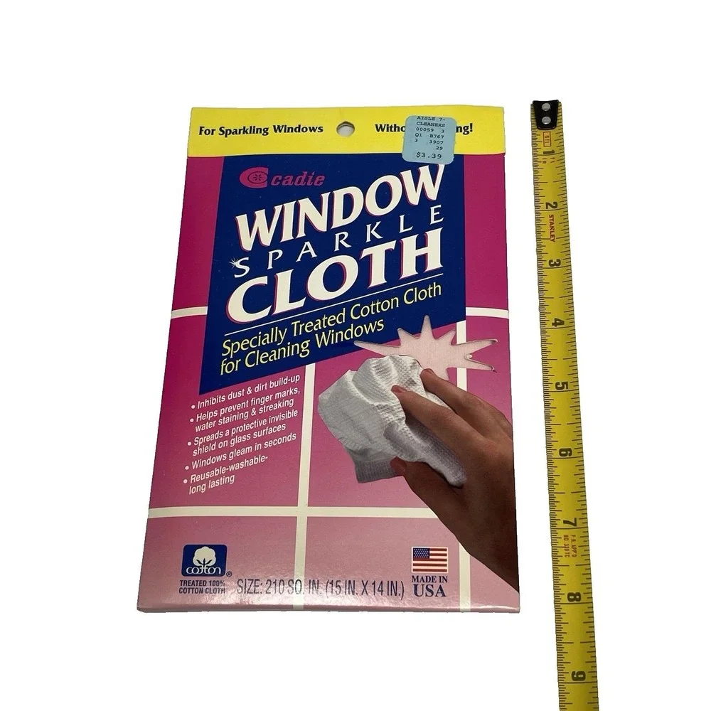 Vintage 70s Cadie Window Sparkle Cloth Specially‎ Treated 100% Cotton Reusable
